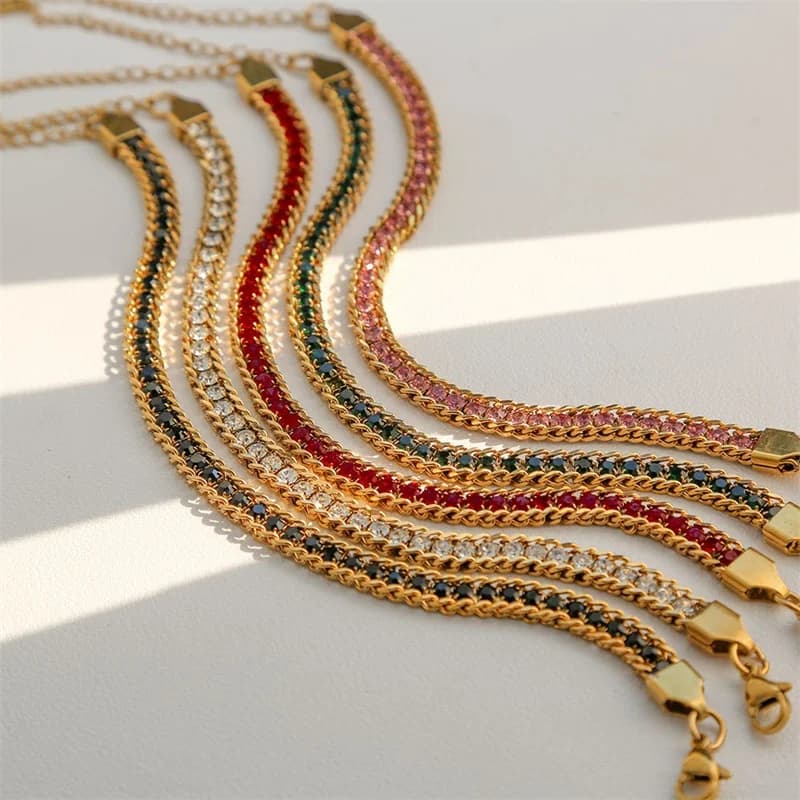 Sparkling Zirconia Chain Bracelet
