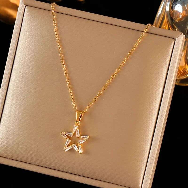 Pearl Shell Starfish Sun Charm Necklace, Gold