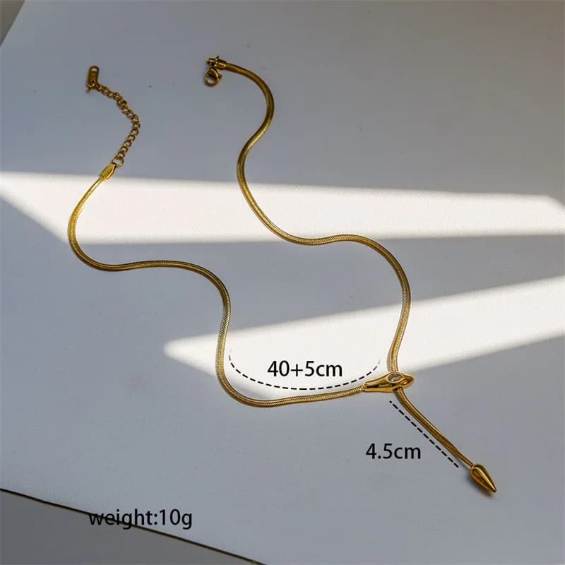 Snake-Head Long Pendant Y-Shaped Necklace