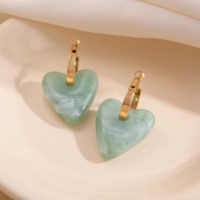 Acrylic Heart Love Dangle Earrings