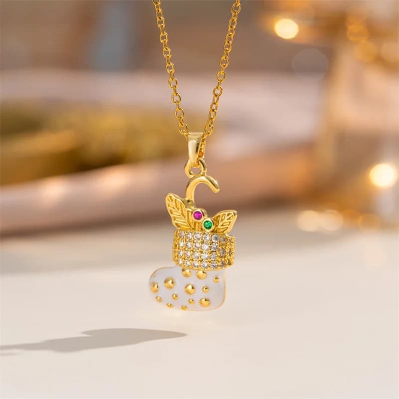 Shiny Zircon Christmas Tree Pendant Necklace