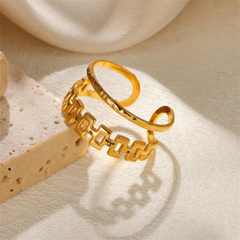 18K Gold Plated Open Charm Ring