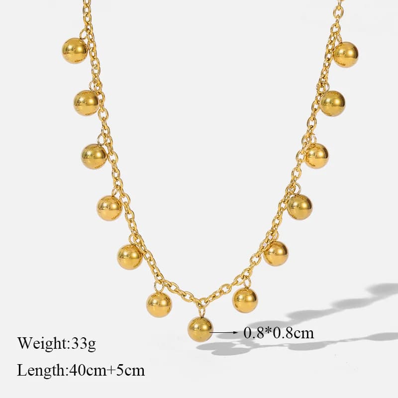 Gold Bead Ball Pendant Choker Necklace