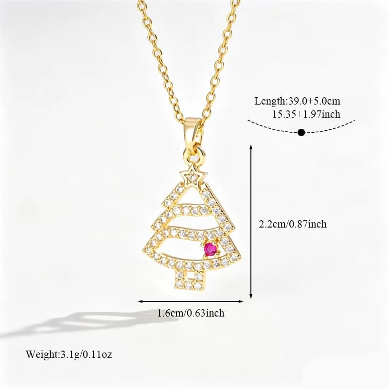 Shiny Zircon Christmas Tree Pendant Necklace