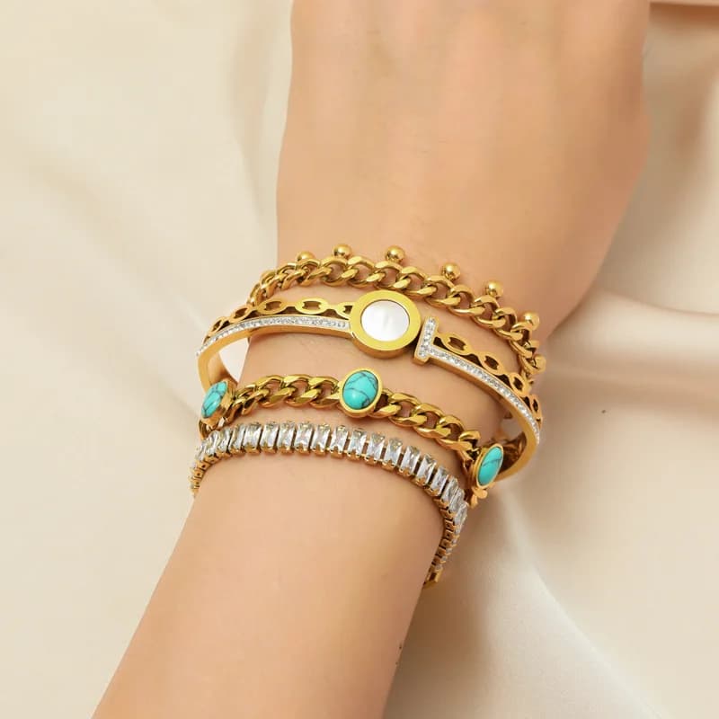 Coarse Chain Choker and Bracelet Set, Gold