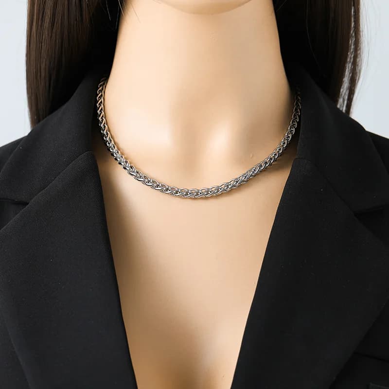 Thick Silver Color Chain Necklace
