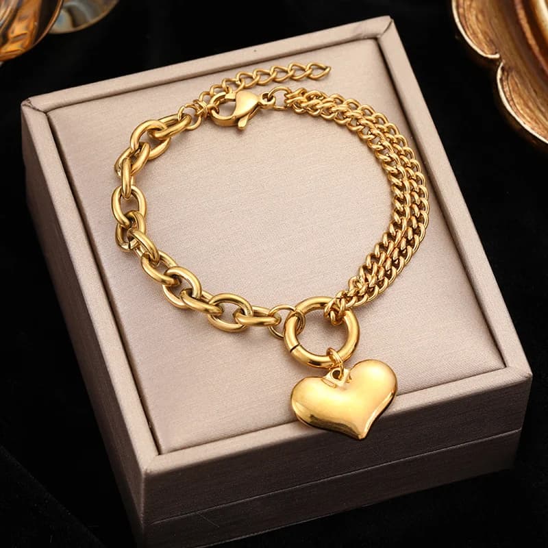 Gold Color Multilayer Charm Bracelet Bangle