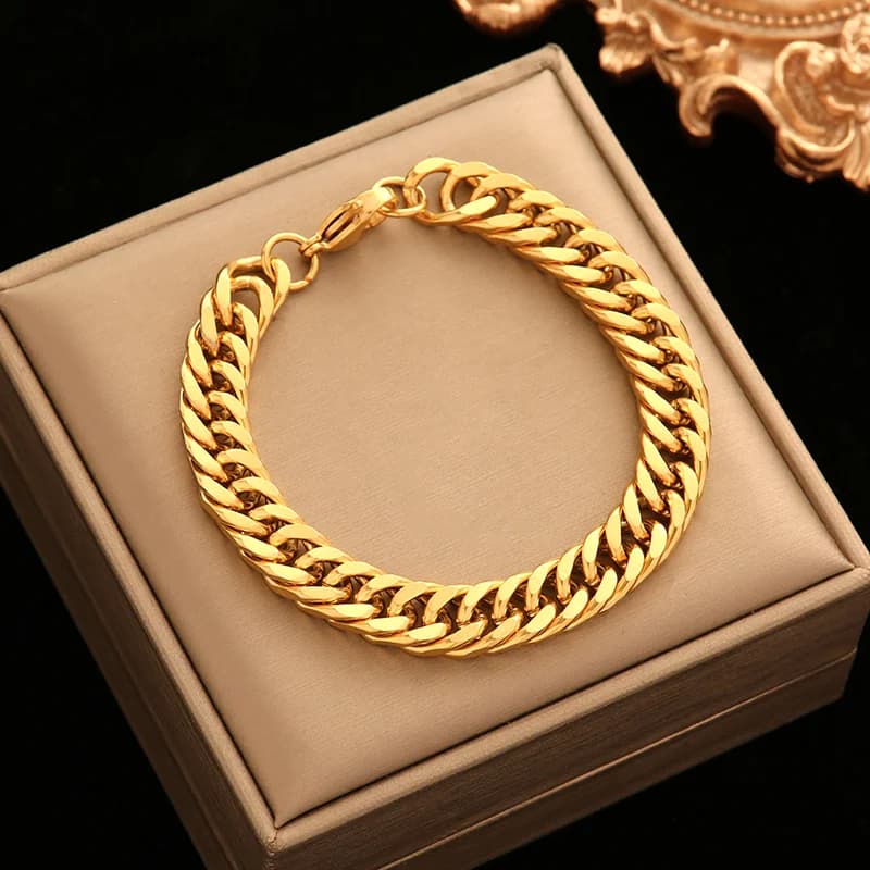 Thick Chain Bracelet, Gold and Silver Color
