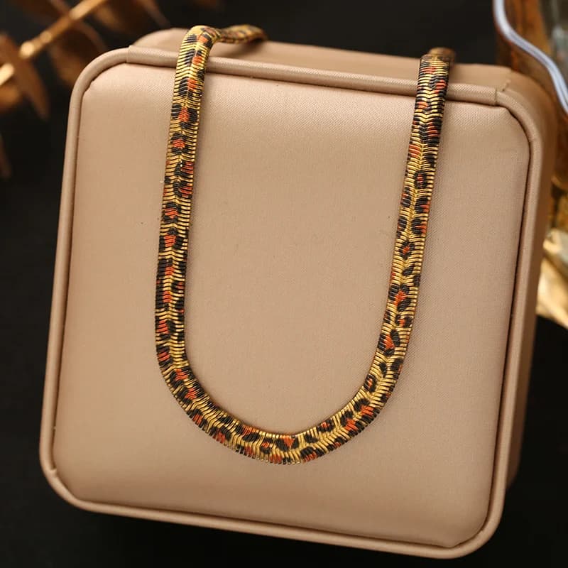 Snake Flat Chain Necklace and Bracelet Set