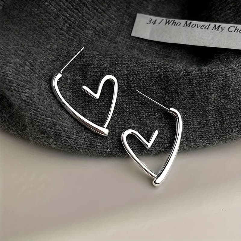 Heart Stud Piercing Earrings, Stainless Steel