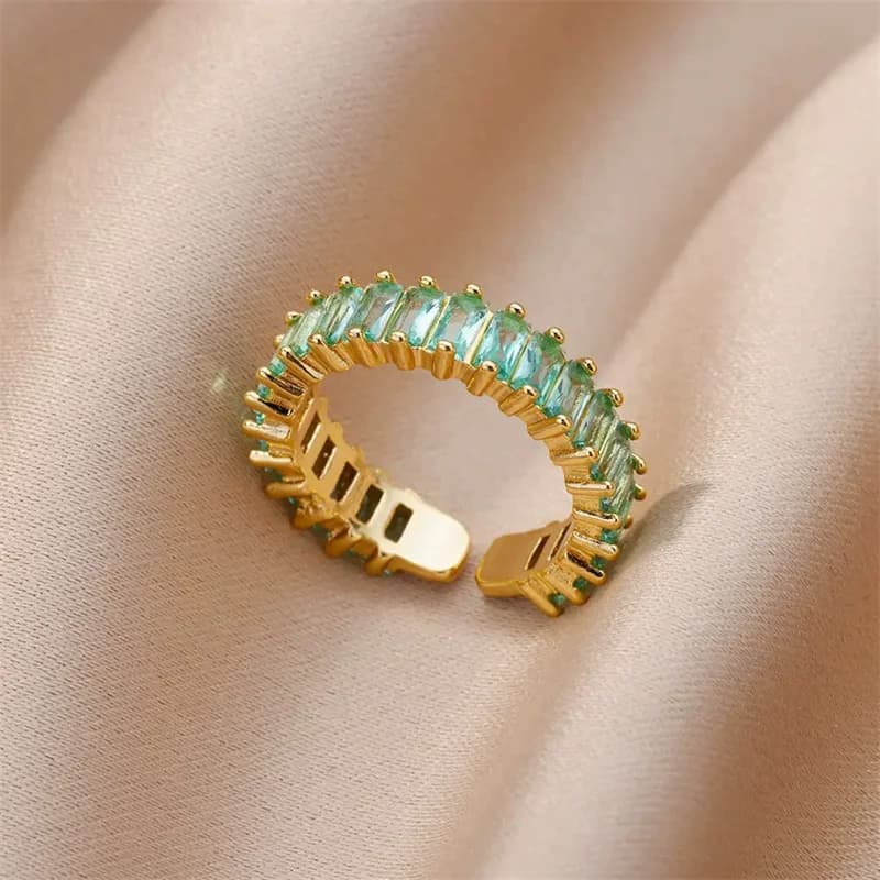 316L Stainless Steel Cubic Zirconia Adjustable Ring