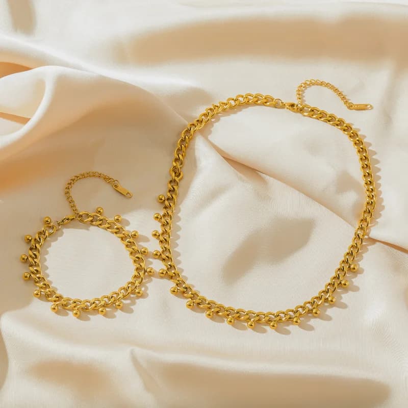 Coarse Chain Choker and Bracelet Set, Gold