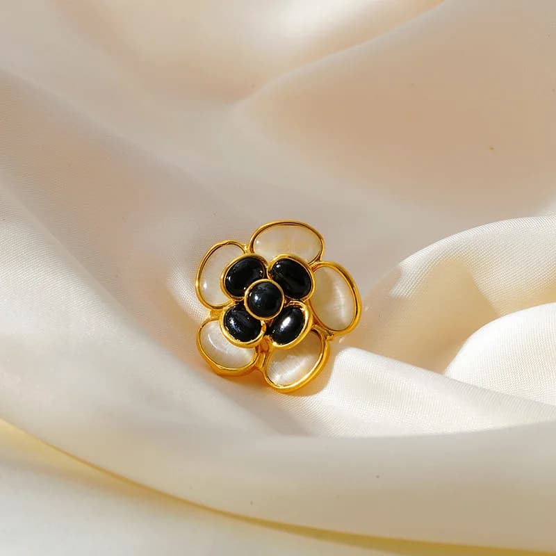 Colorful Enamel Flower Necklace Earring and Ring Set