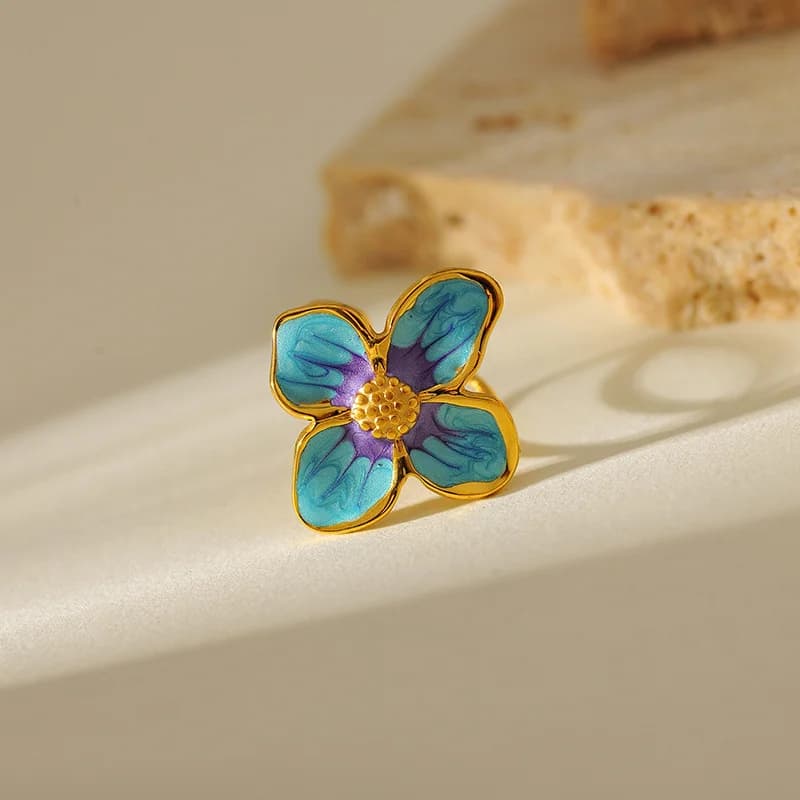 Abalone Shell Adjustable Open Ring, Stainless Steel